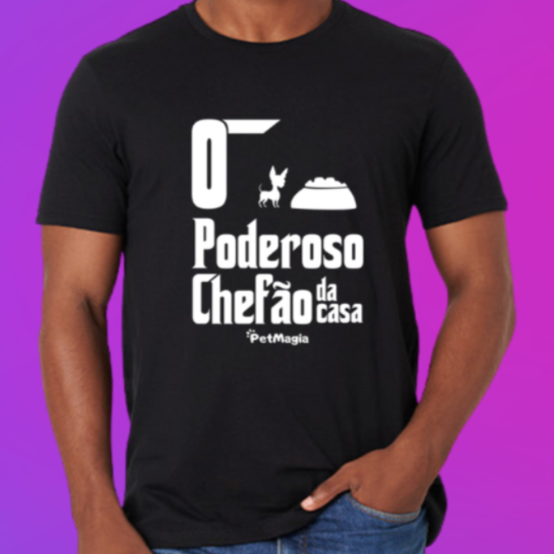 Camiseta Masculina "O Poderoso Chefão da Casa" - Estampa Pinscher