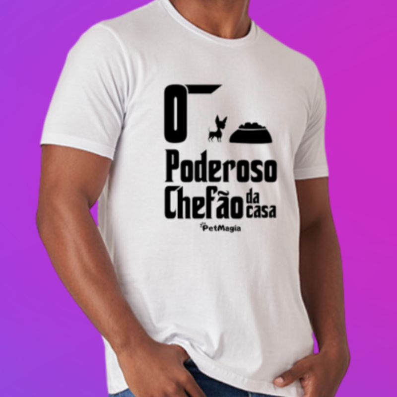 Camiseta Masculina "O Poderoso Chefão da Casa" - Estampa Pinscher