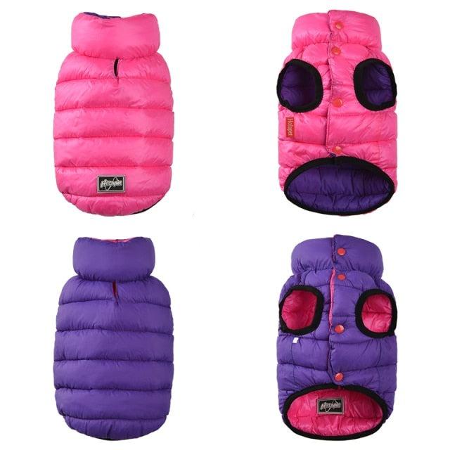 Pet Outlet - Colete de frio para Cachorros - Dupla face e Impermeável - Rosa / Roxo